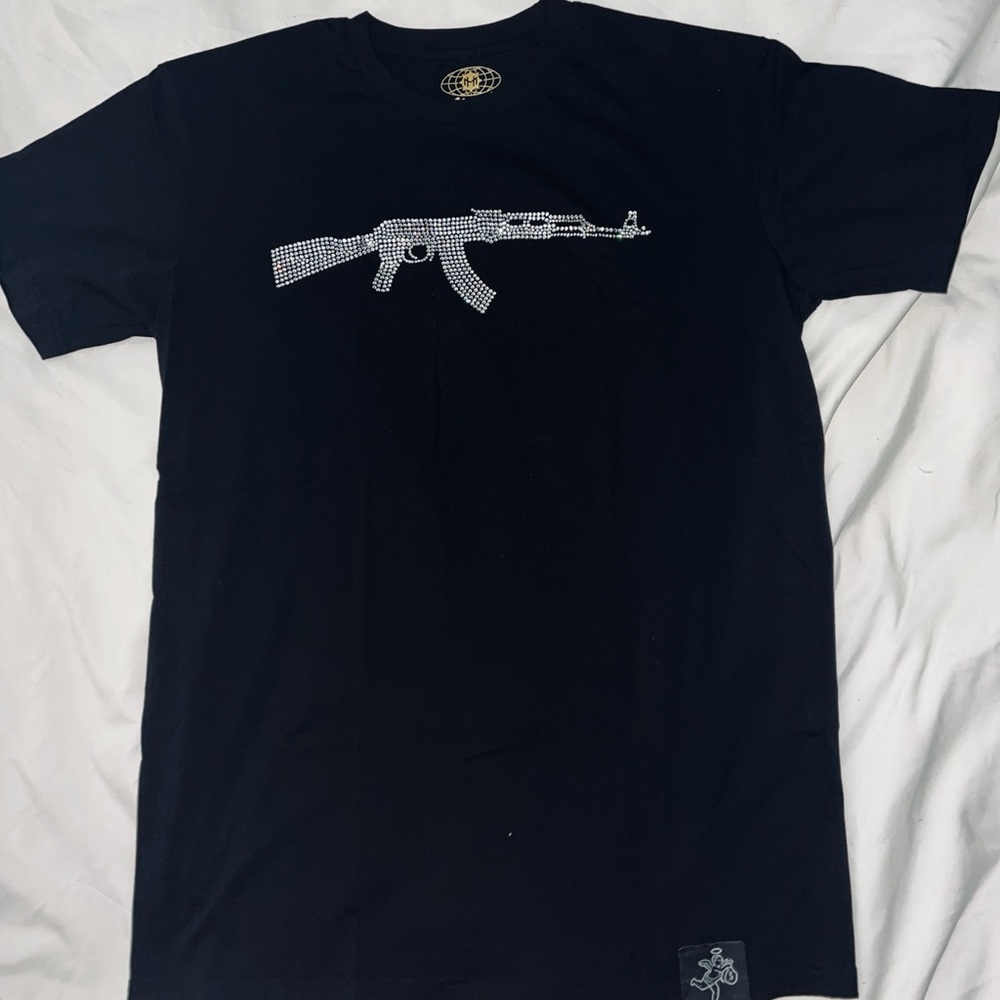 Muerte Rhinestone AK-47 Black T-Shirt